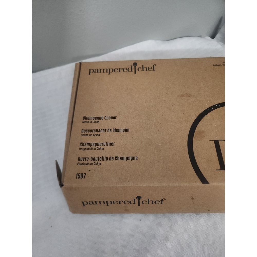 Pampered Chef Champagne Opener 1597 Black Chrome Bar Tool New in Box